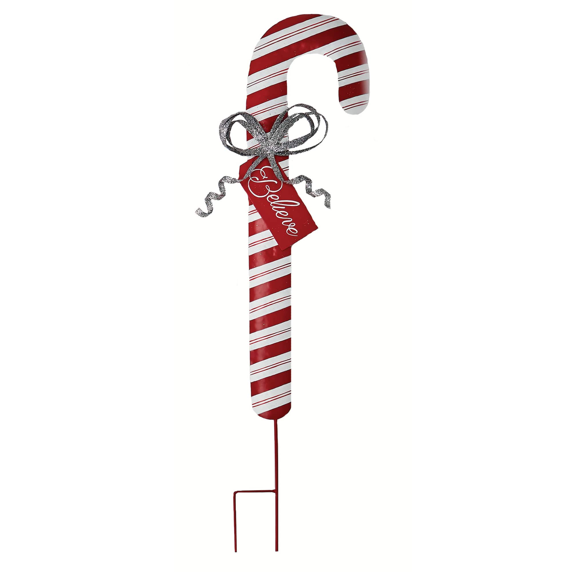 36" Tin Candy Cane Stake